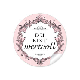 24 Sticker - Du bist wertvoll - Ornamente rosa