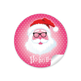 24 Sticker "Ho Ho Ho" -  Hipster Nikolaus - pink