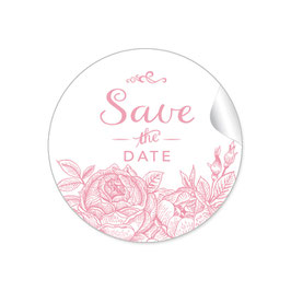 24 Sticker "Save the Date" - Rosen - rosa
