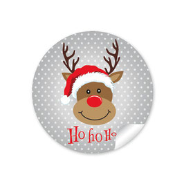 24 Sticker "Ho Ho Ho" - Rudolph - grau