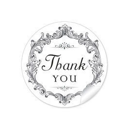 24 Sticker "Thank you" - Ornamente - weiß / schwarz
