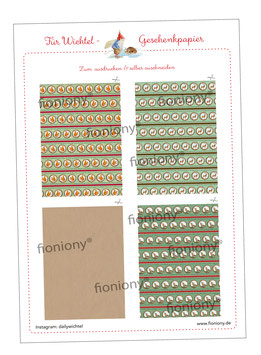 Für die Wichteltür: 4 x Mini Wichtel Geschenkpapier Weihnachten WINTERTIERE zum selber ausdrucken, auschneiden, selber basteln