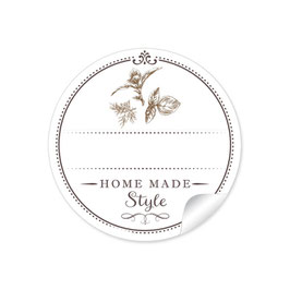 24 Sticker "Home Made Style"- Kräuter - weiß mit Freitextfeld