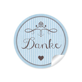 24 Sticker "Danke" - Ornamente - hellblau