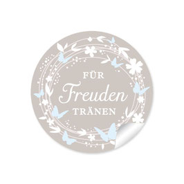 24 Sticker "Für Freudentränen" - Schmetterlinge - sand / blau