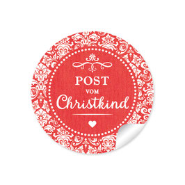 24 Sticker "Post vom Christkind" -  Retro Vintage - rot