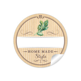 24 Sticker "Home Made Style"- Basilikum - natur