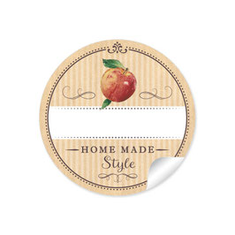 24 STicker "Home Made Style"- Apfel - natur