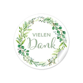 24 Sticker "Vielen Dank" - Zweige - grün