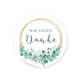 24 Sticker "Danke" - Ringe Eukalyptus grün weiß