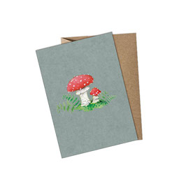 Postkarte Pilz - grün - mit Umschlag / ohne Umschlag