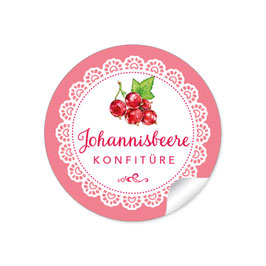 24 Sticker "Johannisbeere Konfitüre"- Spitze - rosa