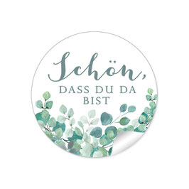 24 Sticker "Schön, dass du da bist" - Eukalyptus
