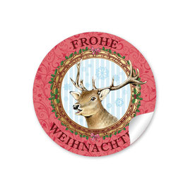 "Frohe Weihnachten" -  Hirsch - rot