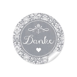 24 Sticker "Danke" - Vintage Ornamente -grau