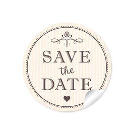 24 Sticker "Save the Date" - Vintage Ornamente - Creme