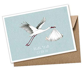 POSTKARTE STORCH MINT