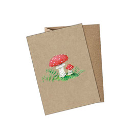 Postkarte Pilz - gedruckt auf original Kraftpapier Karton - mit Umschlag / ohne Umschlag