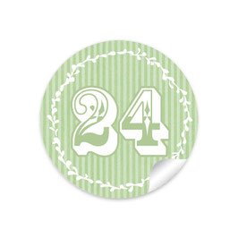 24 Sticker Adventskalenderzahlen - Retro - grün