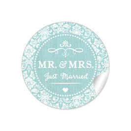 24 Sticker "MR. and MRS.  - Just married" - Ornamente - mint