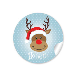 24 Sticker "Ho Ho Ho" - Rudolph - blaugrau