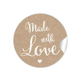 24 Sticker "Made with Love"- Vintage Retro Style - Kraftpapier Optik