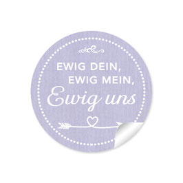 24 Sticker "Ewig dein, ewig mein, ewig uns"- Shabby Chic Style - lila