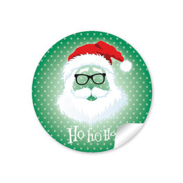 24 Sticker "Ho Ho Ho" -  Hipster Nikolaus - dunkelgrün