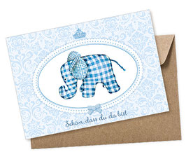 POSTKARTE ELEFANT BLAU