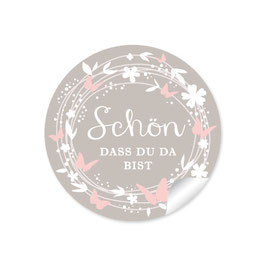 "Schön, dass du da bist" -Schmetterling  - beige / rosa