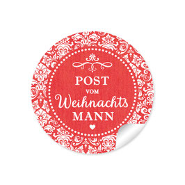 24 Sticker "Post vom Weihnachtsmann" -  Retro Vintage - rot