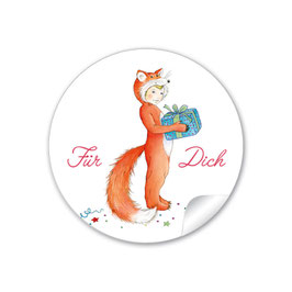 24 Sticker "Für Dich" - Fuchs -  orange