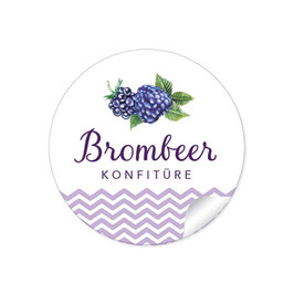24 Sticker rund 4cm - BROMBEERE KONFITÜRE Linien lila