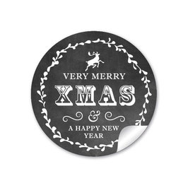 24 Sticker "Merry X Mas" Schwarz Kreidetafel Look