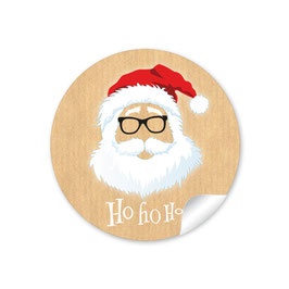 24 Sticker "Ho Ho Ho" -  Hipster Nikolaus - natur