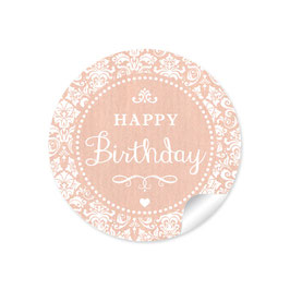 24 Sticker "Happy Birthday" - Shabby Chic - apricot