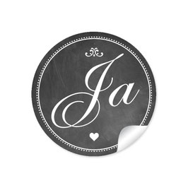 24 STicker "Ja" - Vintage Retro - Kreidetafel schwarz