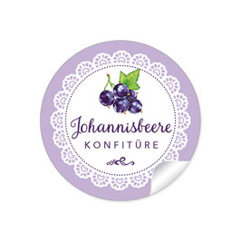 24 Sticker "Johannisbeere Konfitüre"- Spitze -lila
