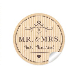 24 Sticker "MR. and MRS.  - Just married" - Vintage Retro - natur