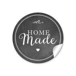 24 Sticker rund 4cm - HOME MADE Kreidetafel Look schwarz