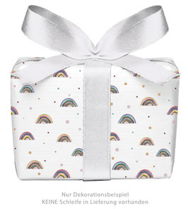 3 Bögen Geschenkpapier - Regenbogen weiß- gedruckt auf PEFC zertifiziertem Papier, 50 x 70 cm