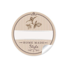 24 Sticker "Home Made Style"- Kräuter - hellbraun - mit Freitextfeld