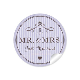 24 Sticker "MR. and MRS.  - Just married" - Vintage Retro - lila