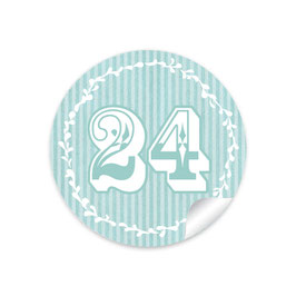 24 Sticker Adventskalenderzahlen - Retro - mint