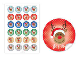 24 Sticker "Ho Ho Ho" - Rudolph - gemischt