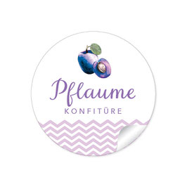 24 Sticker rund 4cm - PFLAUME KONFITÜRE Linien lila