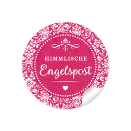 24 Sticker "Himmlische Engelspost" -  Retro Vintage - fuchsia rot