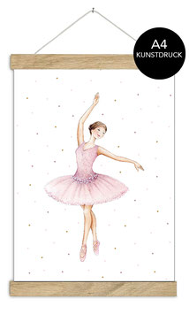 BALLERINA POSTER WEIß ROSA A4 ungerahmt