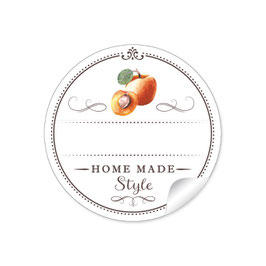 24 STicker "Home Made Style"- Aprikose - weiß