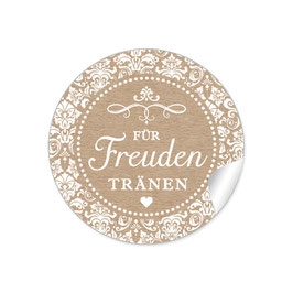 24 Sticker "Für Freudentränen" - Vintage Ornamente - Natur /Kraftpapier-Look